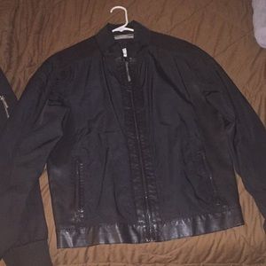 Used Calvin Klein Faux Leather and Nylon Jacket